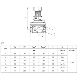 Комплект клапанов автомат латунный APT+CDT Ду15 Ру16 м/м Kvs1.6 Danfoss 003Z5661 #2